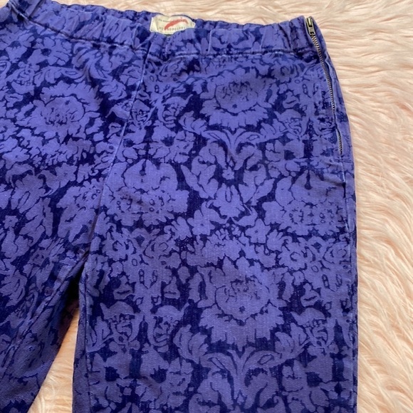 Anthropologie The Essential Skinny Indigo Floral Velvet Pants sz 4 - Picture 7 of 11
